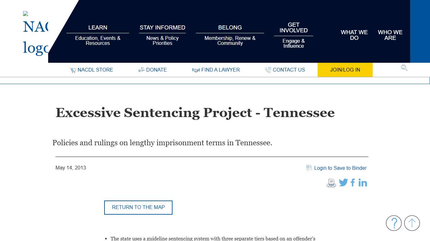 NACDL - Excessive Sentencing Project - Tennessee